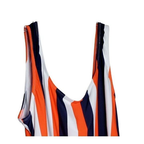 New Boohoo Swimsuit Plus Size 20 One Piece Orange Scoop Back Stripe Pool Beach - Picture 3 of 9